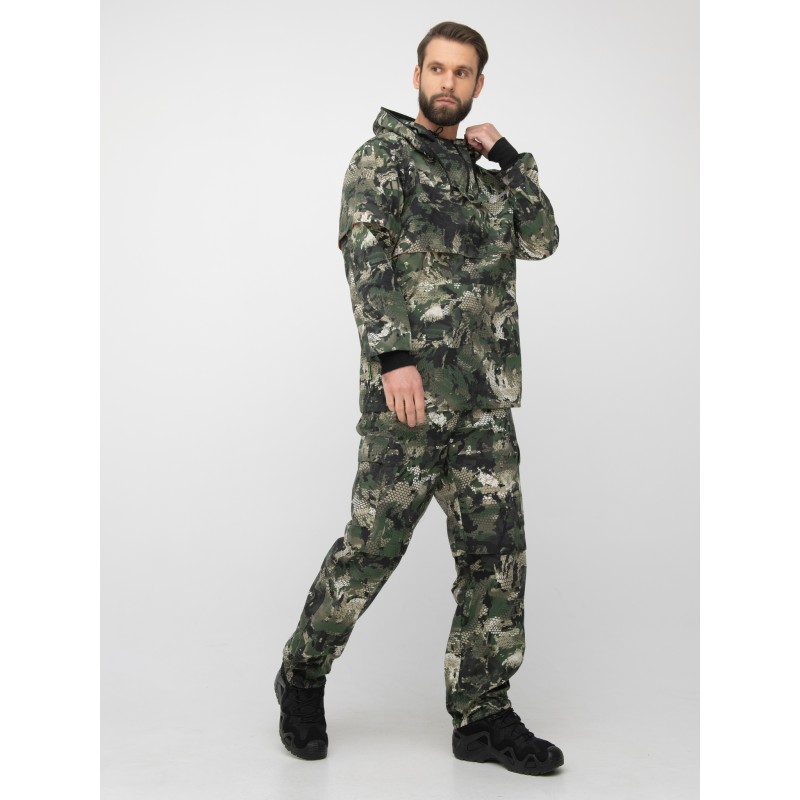 Костюм антимоскитный мужской Huntsman Антигнус-Люкс Зеленый питон, ткань сорочка, зеленый камуфляж, размер 44-46, 182-188 см