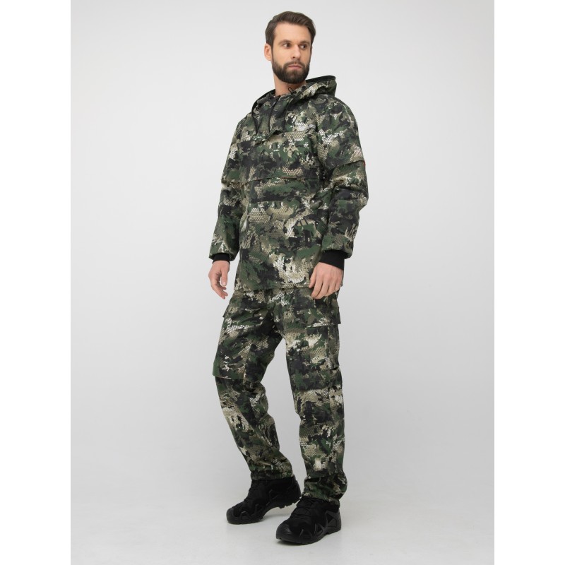 Костюм антимоскитный мужской Huntsman Антигнус-Люкс Зеленый питон, ткань сорочка, зеленый камуфляж, размер 44-46, 182-188 см