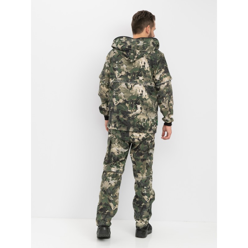 Костюм антимоскитный мужской Huntsman Антигнус-Люкс Зеленый питон, тканьТвил-Пич, зеленый камуфляж, размер 48-50, 170-176 см