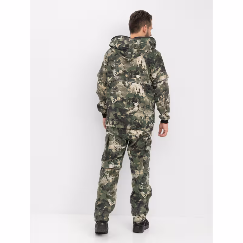 Костюм антимоскитный мужской Huntsman Антигнус-Люкс Зеленый питон, тканьТвил-Пич, зеленый камуфляж, размер 60-62, 170-176 см