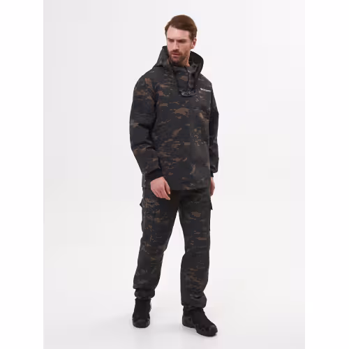 Костюм антимоскитный мужской Huntsman Антигнус Эконом Мультикам City, ткань смесовая Рип-Стоп, черный камуфляж, размер 48-50, 170-176 см