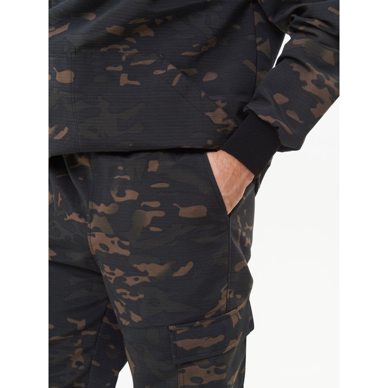 Костюм антимоскитный мужской Huntsman Антигнус Эконом Мультикам City, ткань смесовая Рип-Стоп, черный камуфляж, размер 48-50, 182-188 см