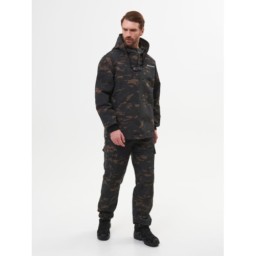 Костюм антимоскитный мужской Huntsman Антигнус Эконом Мультикам City, ткань смесовая Рип-Стоп, черный камуфляж, размер 52-54, 182-188 см
