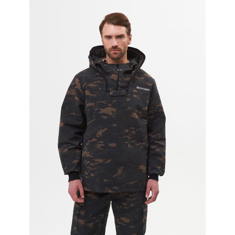 Костюм антимоскитный мужской Huntsman Антигнус Эконом Мультикам City, ткань смесовая Рип-Стоп, черный камуфляж, размер 56-58, 182-188 см