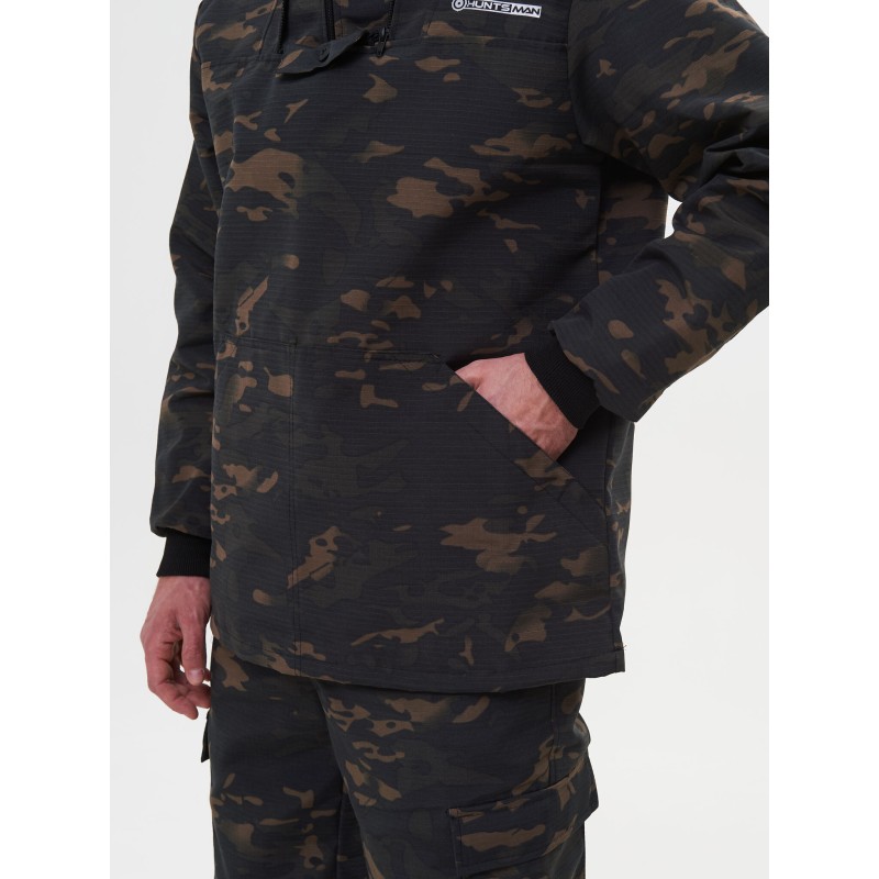 Костюм антимоскитный мужской Huntsman Антигнус Эконом Мультикам City, ткань смесовая Рип-Стоп, черный камуфляж, размер 60-62, 170-176 см