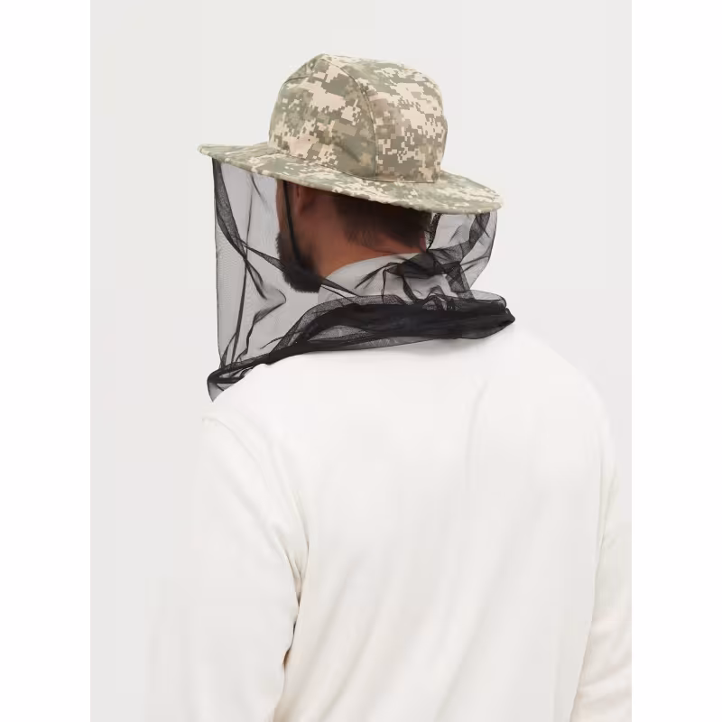 Панама-накомарник с кольцом Huntsman (Восток) Антигнус Светлый Пиксель, смесовая Рип-Стоп, камуфляж, размер 58