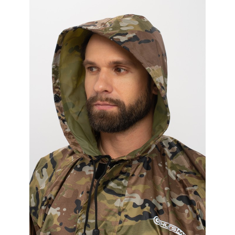 Плащ-дождевик мужской Huntsman (Восток) Мультикам, тканьТаффета, камуфляж, размер 60-62, 188 см