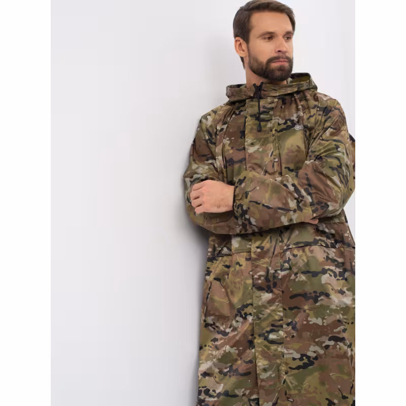 Плащ-дождевик мужской Huntsman (Восток) Мультикам, тканьТаффета, камуфляж, размер 60-62, 188 см