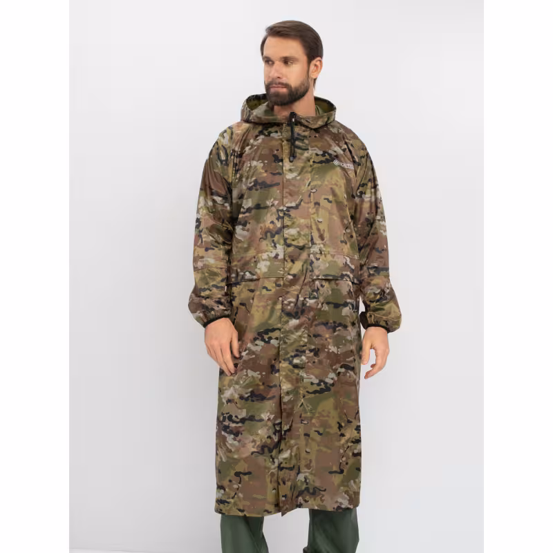 Плащ-дождевик мужской Huntsman (Восток) Мультикам, тканьТаффета, камуфляж, размер 60-62, 188 см