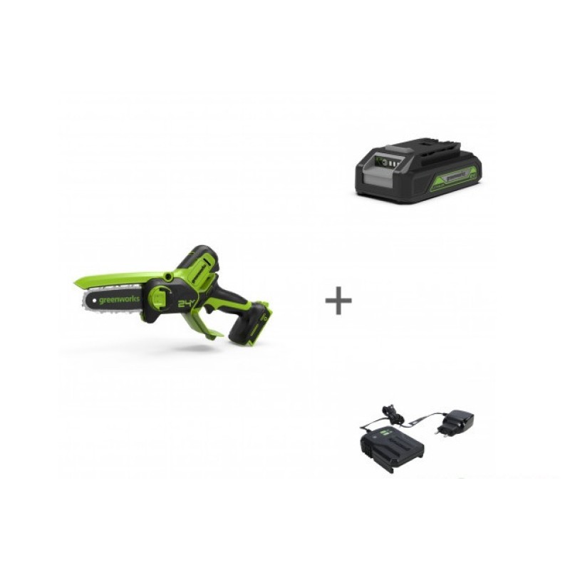 Электропила-сучкорез аккумуляторная Greenworks G24MCS10