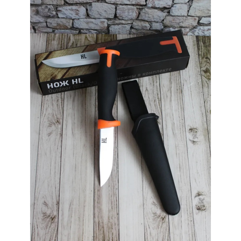Нож туристический HL Outdoor Black+Orange, клинок 9 см