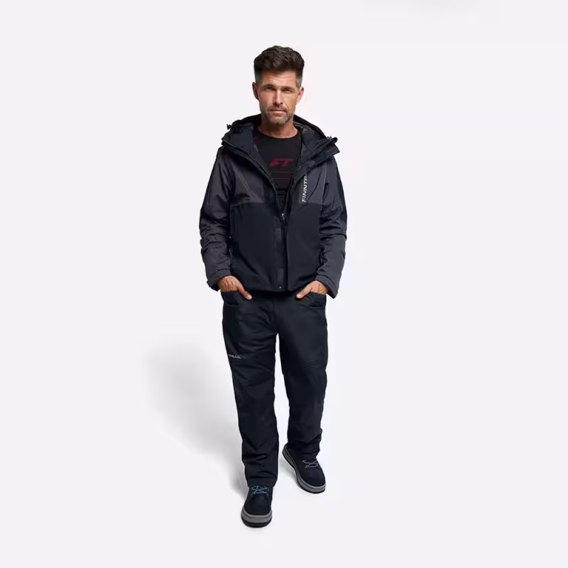 Брюки мужские Finntrail LightSuit 4614 Graphite, мембрана Hard-Tex, черный, размер 42-44 (XS), 160-170 cм