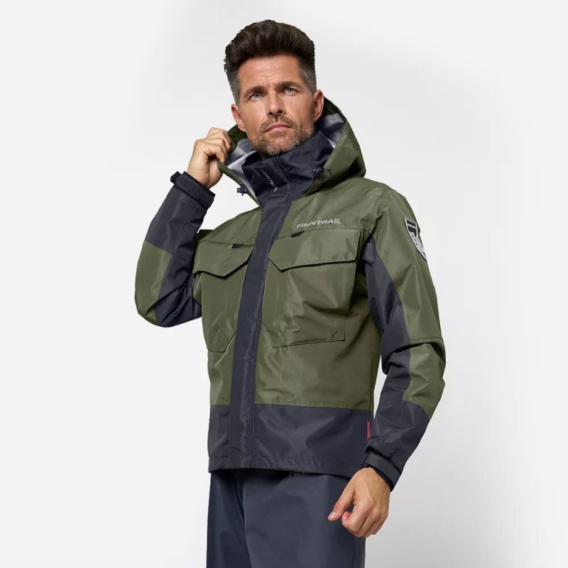 Куртка забродная мужская Finntrail Coaster 4023 Khaki, мембрана Hard-Tex, хаки, размер 54-56 (MK), 170-180 см