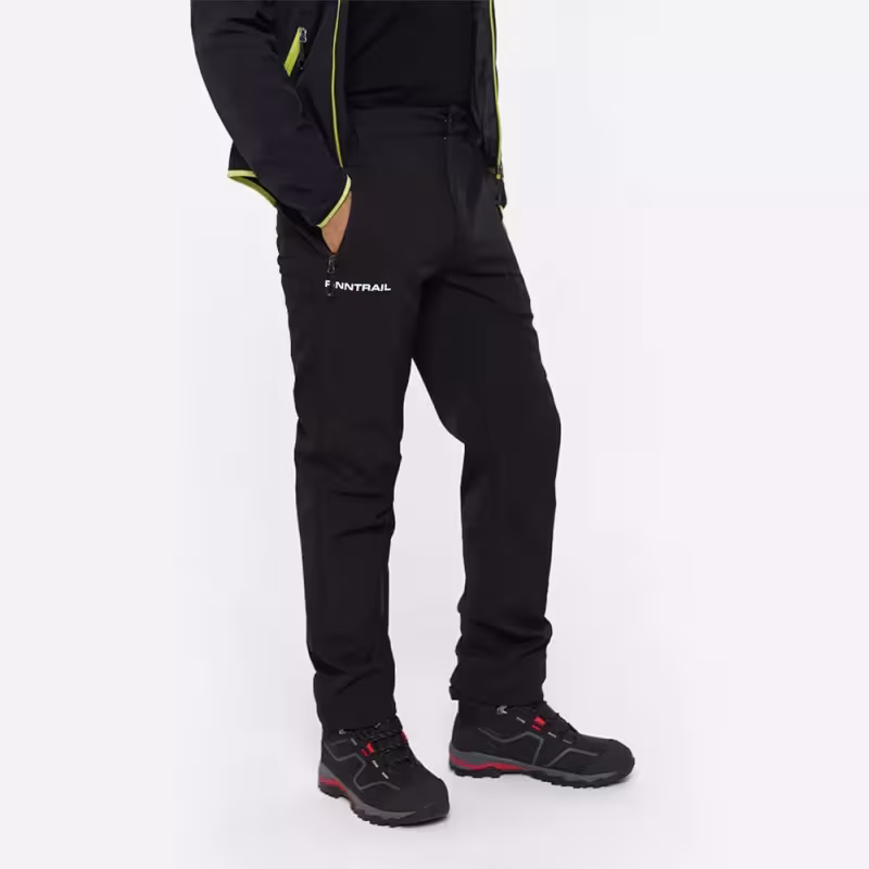 Брюки мужские Finntrail Nitro 4603 Graphite, ткань Софтшелл, черный, размер 42-44 (XS), 160-170 см