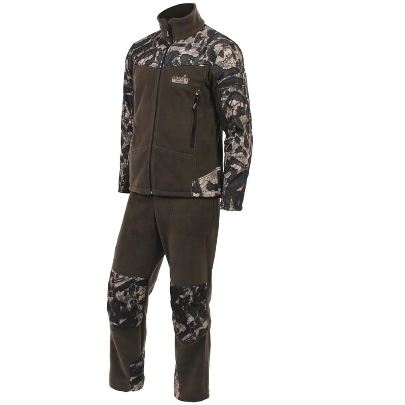 Костюм мужской Norfin Berings Camo Green, флис, зеленый/камуфляж, размер L, 176-182 см