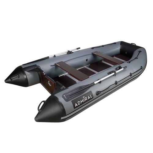 Лодка надувная ПВХ Адмирал  350, пайол фанерный, светло-серый/черный