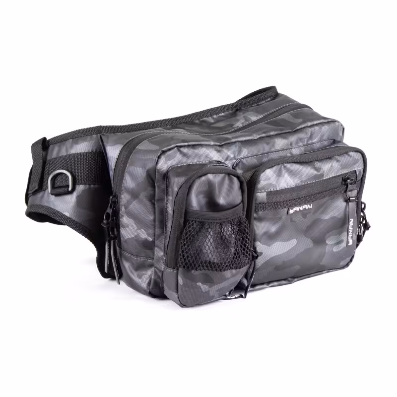 Сумка рыболовная Yaman Fishing Hip Bag, 28х21х17 см, серый камуфляж