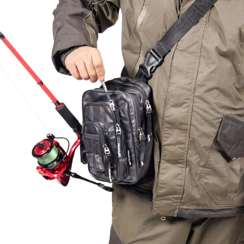 Сумка рыболовная Yaman Street Fishing MultiLock Pocket, 16х19х24 см, серый камуфляж