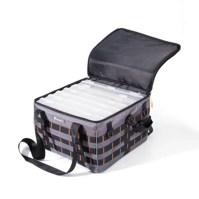 Сумка рыболовная Следопыт Base Lure Bag XXL+7 коробок Luno, 38х38х25 см, серый