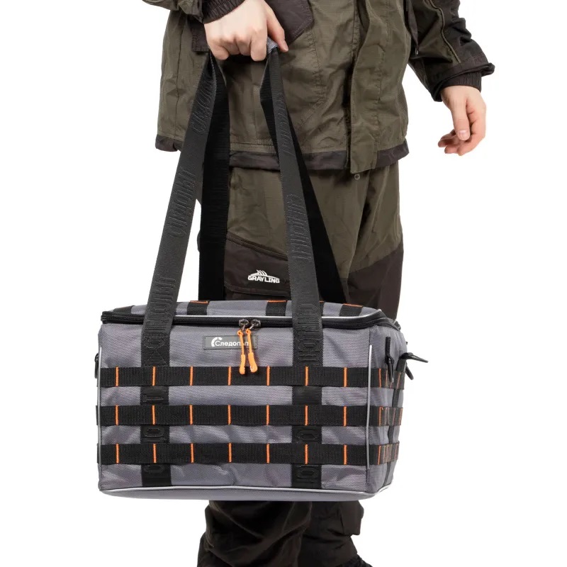 Сумка рыболовная Следопыт Base Lure Bag XXL+7 коробок Luno, 38х38х25 см, серый