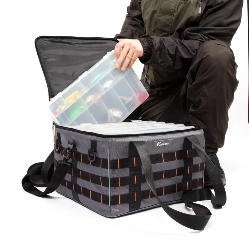 Сумка рыболовная Следопыт Base Lure Bag XXL+7 коробок Luno, 38х38х25 см, серый