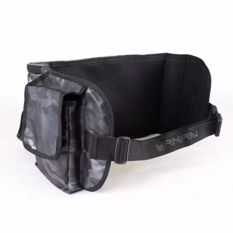 Сумка рыболовная поясная Yaman Fishing Belt Bag, 74х22х10 см, серый камуфляж