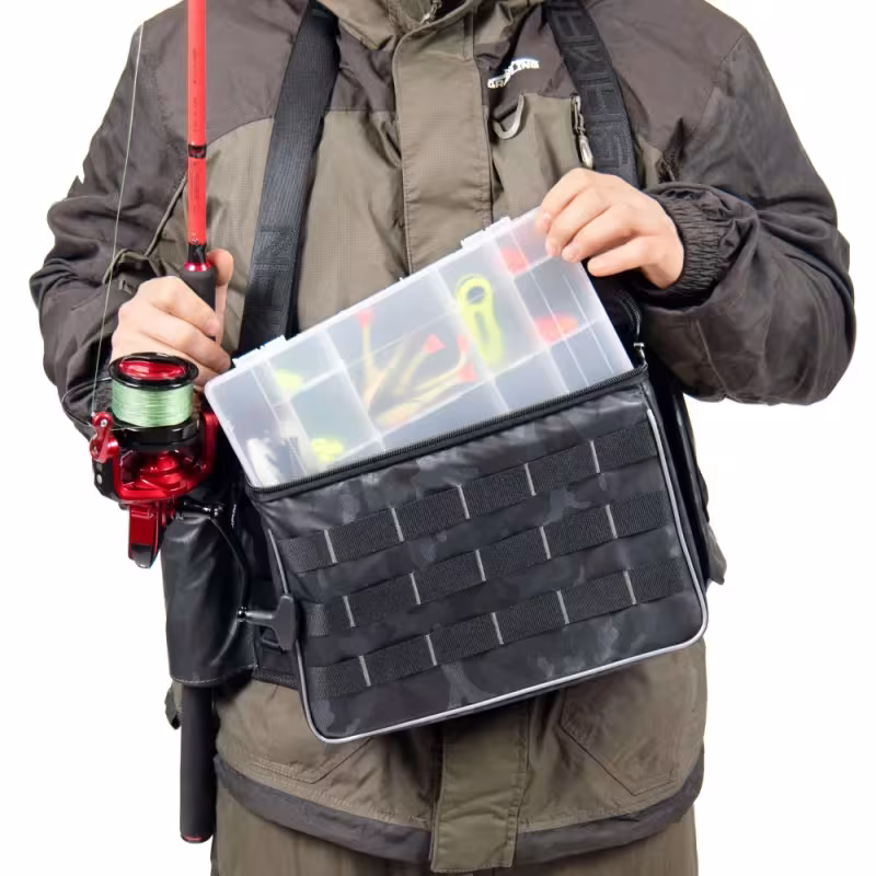 Сумка рыболовная поясная Yaman Fishing Belt Bag, 74х22х10 см, серый камуфляж