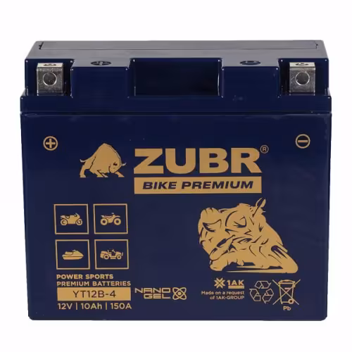 Аккумулятор Zubr  Premium YT12B-BS, 12 Ач, 12В
