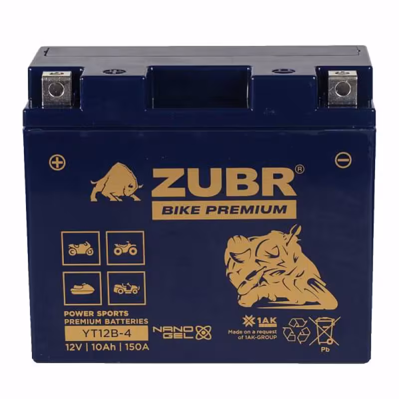 Аккумулятор Zubr  Premium YT12B-BS, 12 Ач, 12В