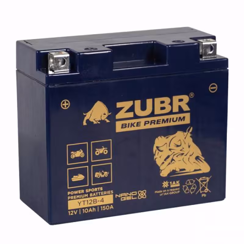Аккумулятор Zubr  Premium YT12B-BS, 12 Ач, 12В