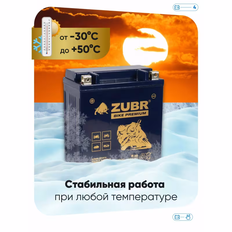 Аккумулятор Zubr Premium YTX20L-BS, 12В, 20 Ач