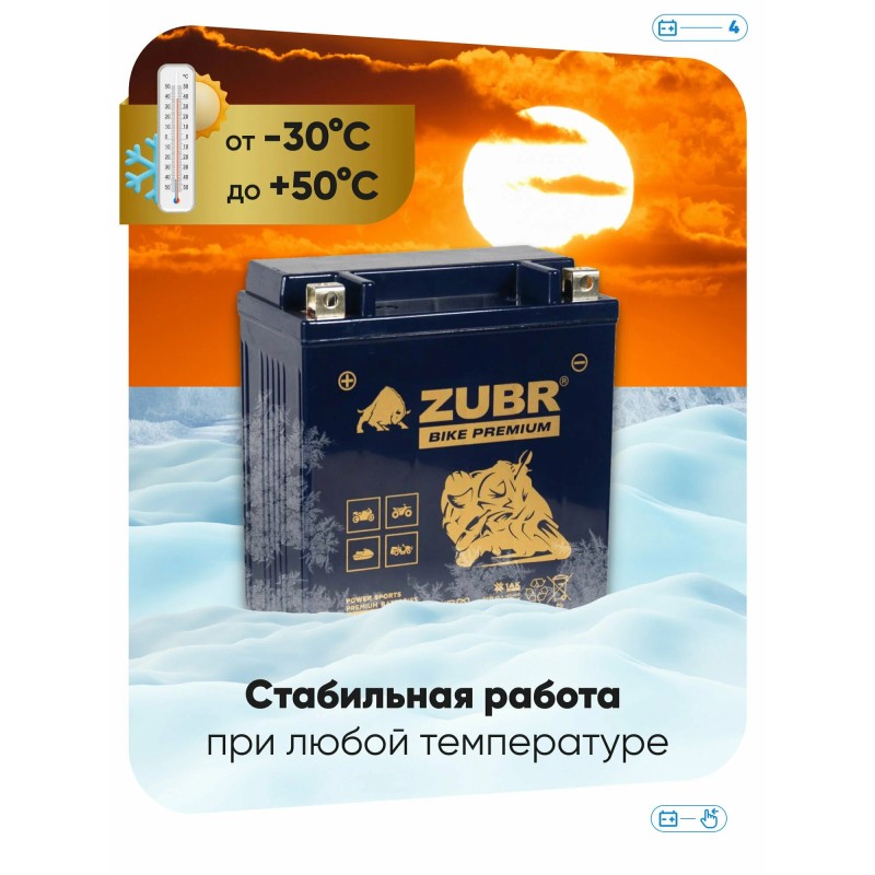 Аккумулятор Zubr Premium YTX20L-BS, 12В, 20 Ач