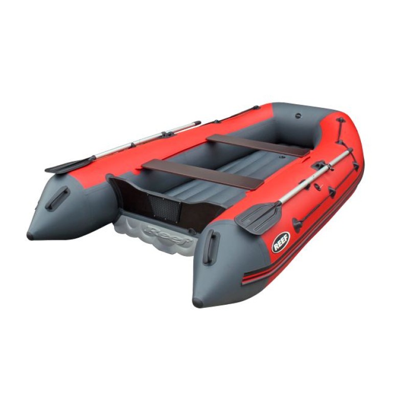 Лодка надувная ПВХ Angler Reef 390 НДНД, темно-серый/оранжевый