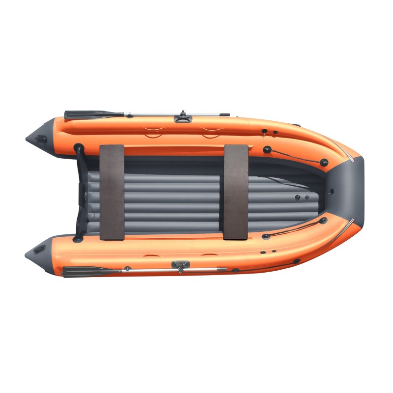 Лодка надувная ПВХ с интегрированным фальшбортом Angler Reef Triton 390, НДНД, темно-серый/оранжевый
