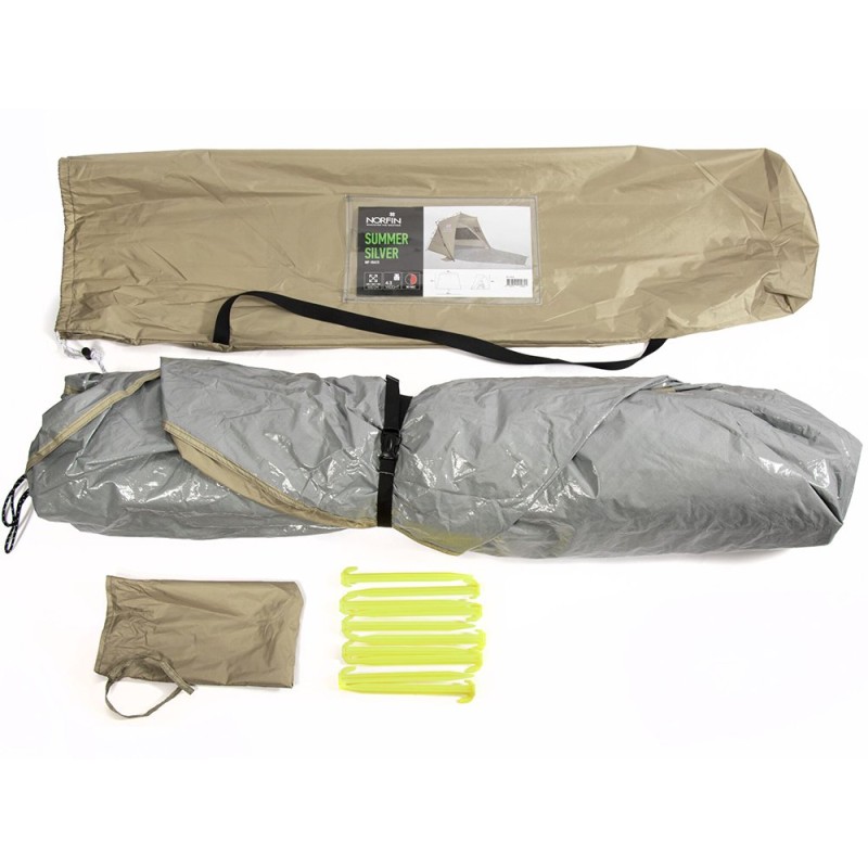 Палатка туристическая автоматическая Norfin Summer Silver NF, 3-местная, 160х160х149 см, бежевый