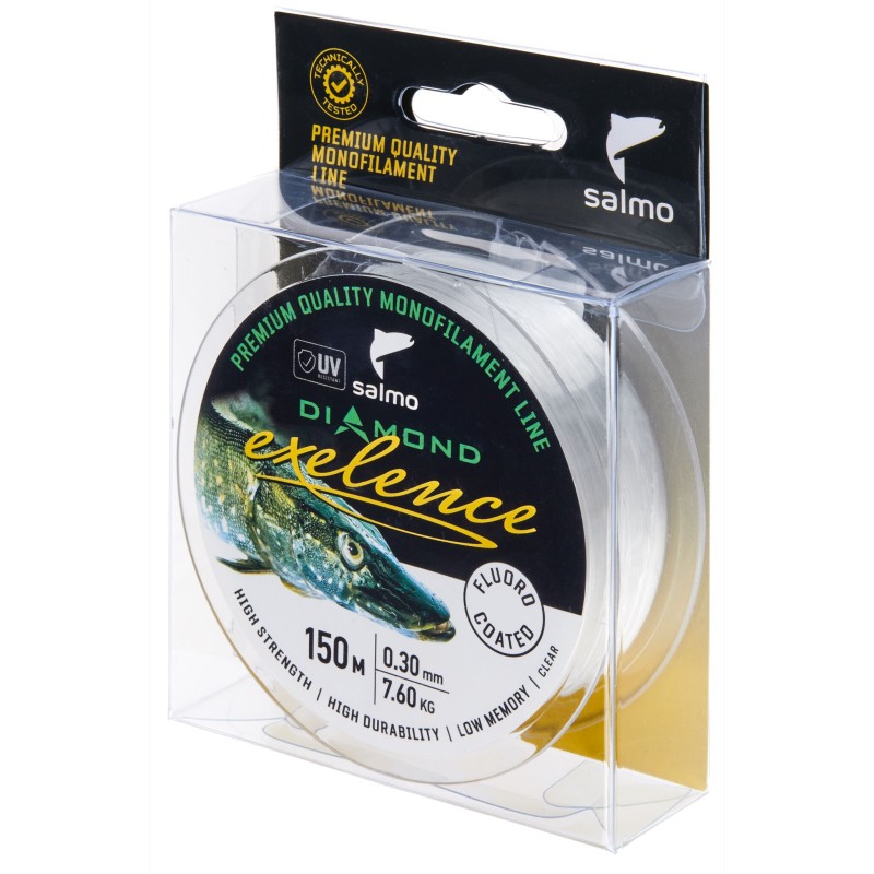 Леска флюорокарбоновая Salmo Diamond Exelence Fluoro Coated Clear 0.30 мм, 7.60 кг, 150 м