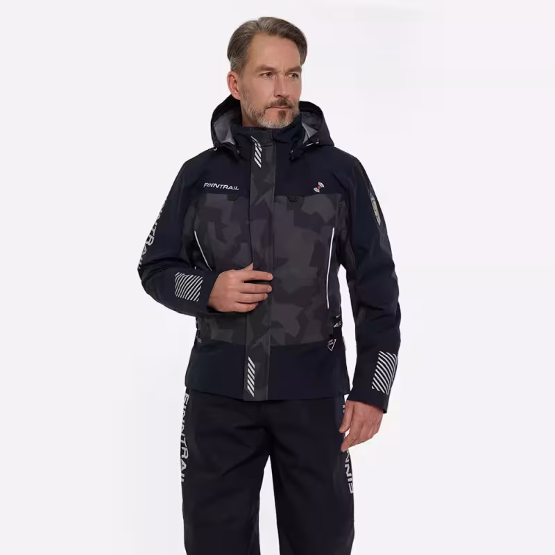 Куртка мужская Finntrail Mudway 2010 CamoShadowBlack, мембрана Hard Tex, черный, размер 48-50 (M), 170-180 см