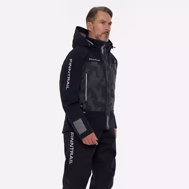Куртка мужская Finntrail Mudway 2010 CamoShadowBlack, мембрана Hard Tex, черный, размер 50-52 (L), 175-185 см