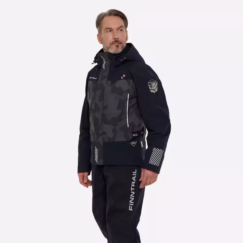 Куртка мужская Finntrail Mudway 2010 CamoShadowBlack, мембрана Hard Tex, черный, размер 54-56 (XL), 180-190 см