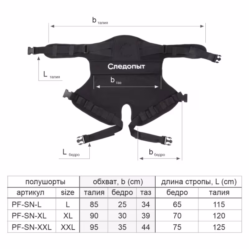 Подкладка-полушорты неопреновые Следопыт, черный, размер L