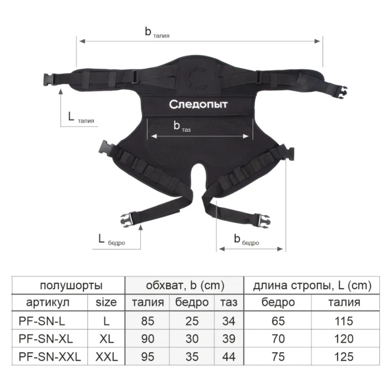 Подкладка-полушорты неопреновые Следопыт, черный, размер L