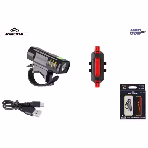 Фонарь велосипедний (комплект) Rapida QX-Q11/DC-918, 3 режима