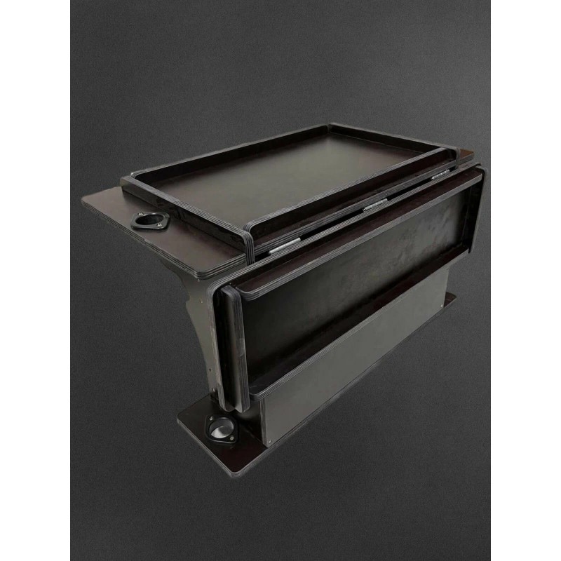 Столик на ликтрос лодки ПВХ Патриот с электопанелью раскладной с удочкодержателями и нишей под АКБ