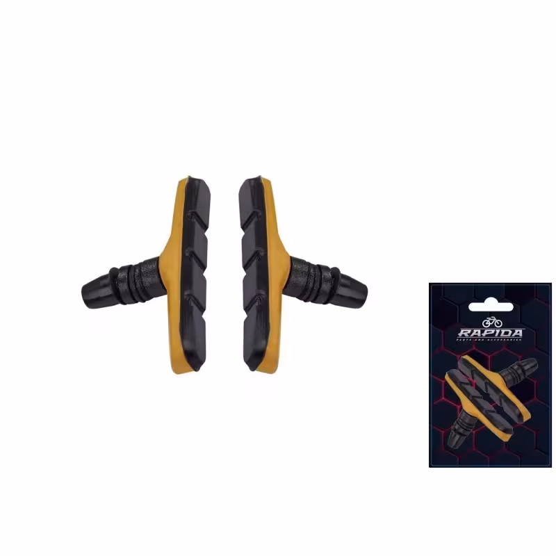 Колодки тормозные Rapida BS-126, V-brake, 70 мм, черный/оранжевый