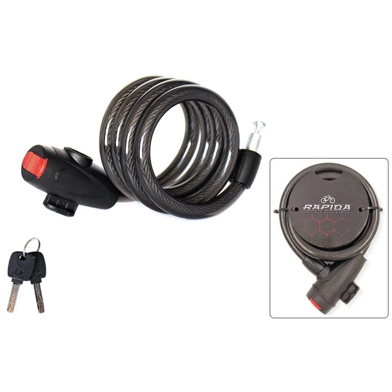 Замок противоугонный Rapido УТ00028258, 10/1200 мм, черный