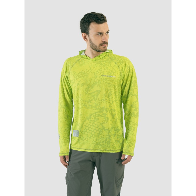 Джерси с капюшоном мужское Triton Gear Lime Print, ткань InterLock, желтый, размер 44-46