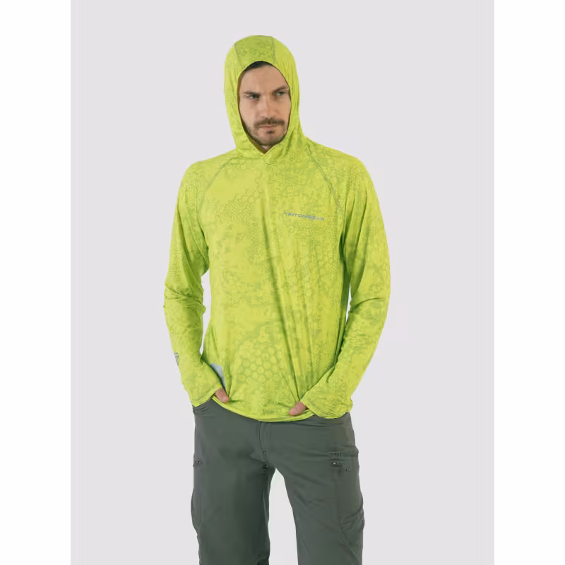 Джерси с капюшоном мужское Triton Gear Lime Print, ткань InterLock, желтый, размер 48-50