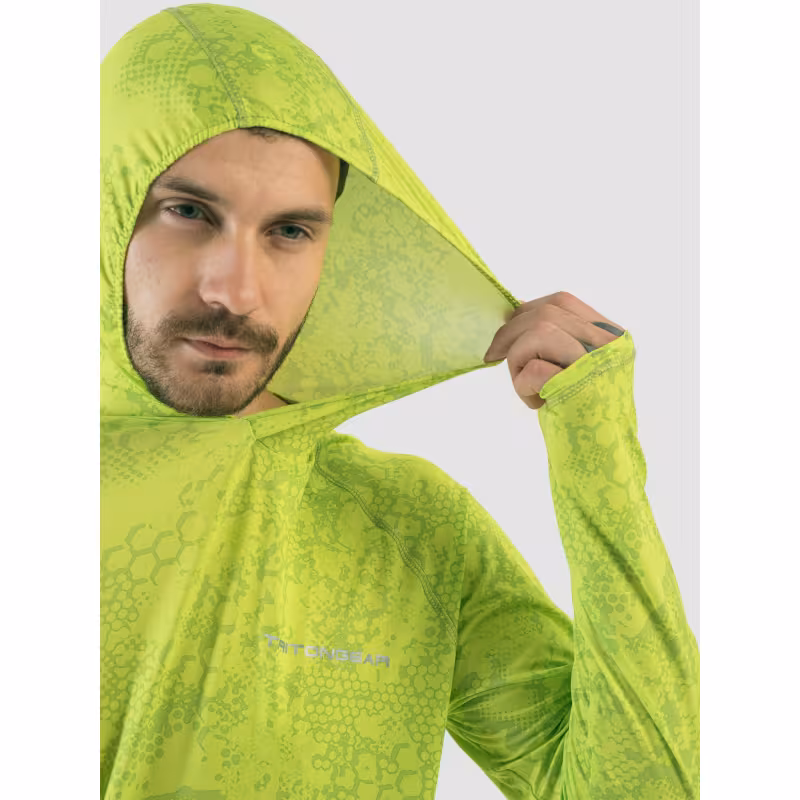 Джерси с капюшоном мужское Triton Gear Lime Print, ткань InterLock, желтый, размер 48-50
