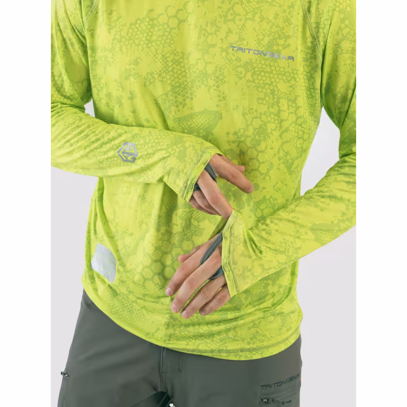 Джерси с капюшоном мужское Triton Gear Lime Print, ткань InterLock, желтый, размер 48-50