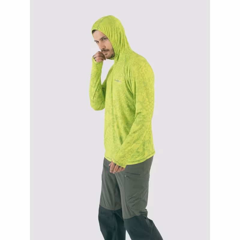 Джерси с капюшоном мужское Triton Gear Lime Print, ткань InterLock, желтый, размер 52-54